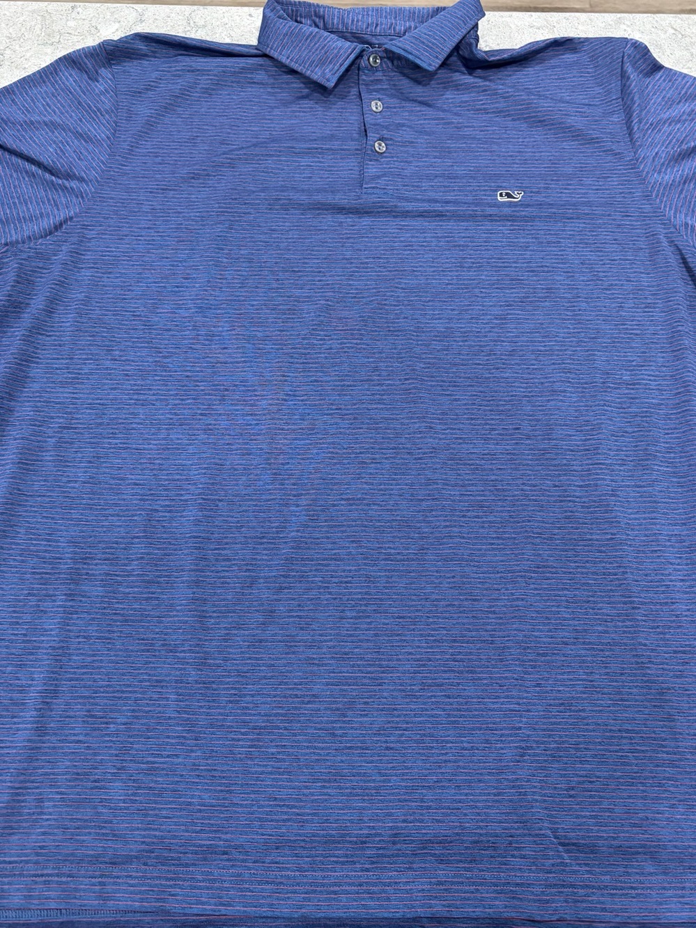 Vineyard Vines Navy and Light Blue Micro-Stripe Polo Golf Shirt-XXL